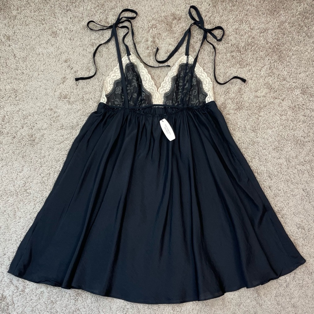 NWT Victoria’s Secret Lace Silk Babydoll Bow Romantic Lingerie Slip Dress Small - Picture 14 of 15